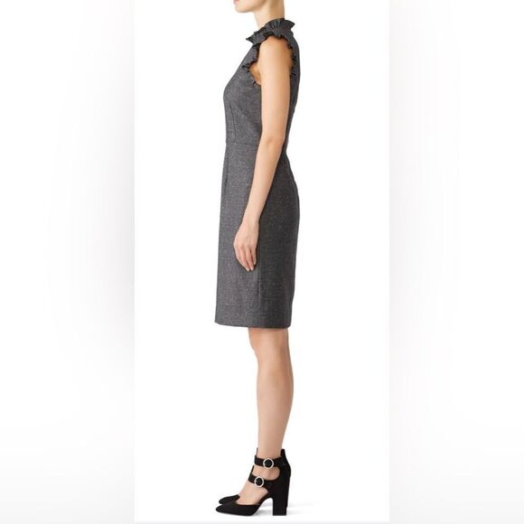 Rebecca Taylor Grey Ruffle Wool Silk Dress Size 2 - Picture 3 of 5